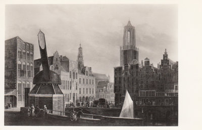 UTRECHT - Pieter Jan van Liender, Gezicht op de Stadhuisbrug 1764