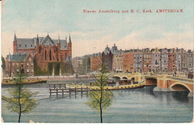 AMSTERDAM - Nieuwe Amstelbrug met R. C. Kerk