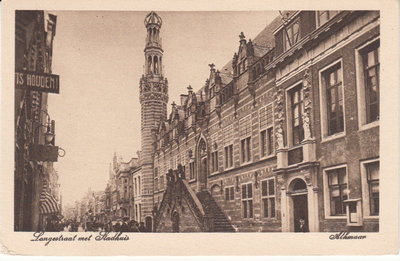 ALKMAAR - Lange Straat met Stadhuis