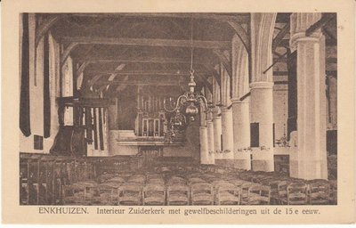 ENKHUIZEN - Interieur Zuiderkerk net Gewelfbeschilderingen uit de 15e eeuw