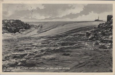 AFSLUITDIJK - De Stroom in het Sluitgat van de Vlieter op den dag der Sluiting