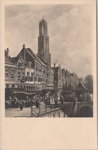 UTRECHT - P. G. Vertin, 1819-1893 De Vismarkt te Utrecht, 1876