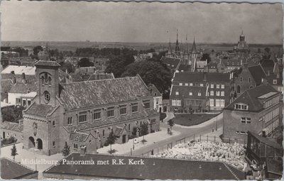 MIDDELBURG - Panorama met R. K. Kerk