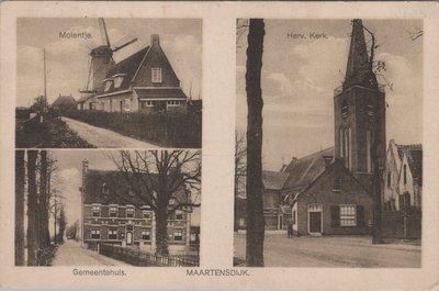 MAARTENSDIJK - Meerluik Molentje, Gemeentehuis en Herv. Kerk
