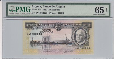 ANGOLA P.92a - 20 Escudos 1962 PMG 65 EPQ