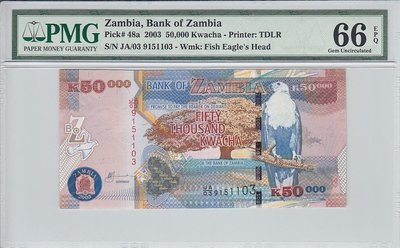 ZAMBIA P.48a - 50.000 Kwacha 2003 PMG 66 EPQ