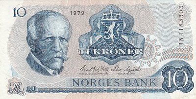 NORWAY P.36c - 10 kroner 1979 VF