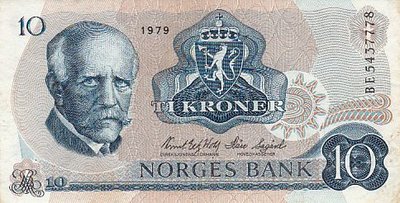 NORWAY P.36c - 10 kroner 1979 VF