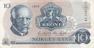 NORWAY P.36c - 10 kroner 1979 VF