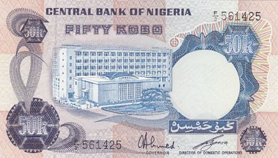 NIGERIA P.14f - 50 Kobo 1973-75 UNC