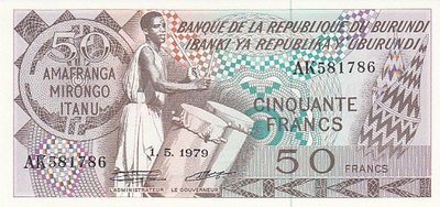 BURUNDI P.28a - 50 Francs 1979 UNC