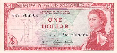 EAST CARIBBEAN STATES P.13c - 1 Dollar ND 1965 XF
