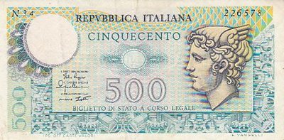 ITALY P.94 - 500 Lire 1974 Fine
