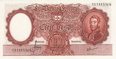 ARGENTINA P.277 - 100 Pesos ND1967-69 XF