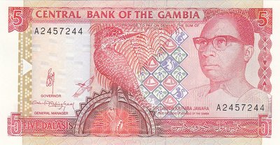 GAMBIA P.12a - 5 Dalasis 1991-95 UNC