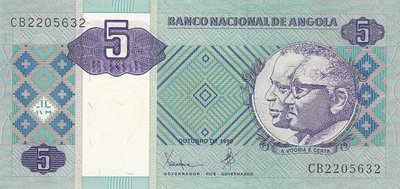 ANGOLA P.144a - 5 Kwanzas 1999 UNC