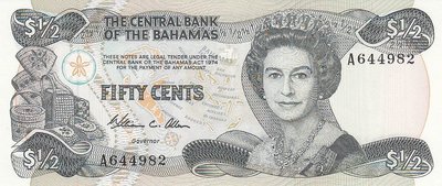 BAHAMAS P.42a - 1/2 Dollar 1974 UNC
