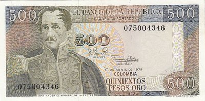 COLOMBIA P.420b - 500 Pesos Oro 1979 UNC