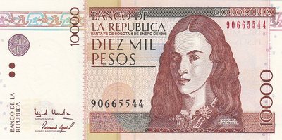 COLOMBIA P.444a - 10.000 Pesos 1998 UNC