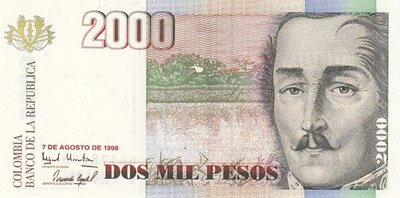 COLOMBIA P.445d - 2000 Pesos 1998 UNC