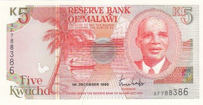 MALAWI P.24a - 5 Kwacha 1990 UNC