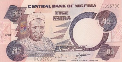 NIGERIA P.24g - 5 Naira 2001 UNC