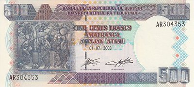 BURUNDI P.38c - 500 Francs 2003 UNC