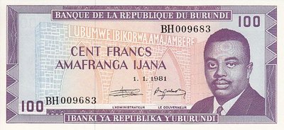 BURUNDI P.29b - 100 Francs 1981 UNC