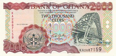 GHANA P.33f - 2000 Cedis 2001 UNC