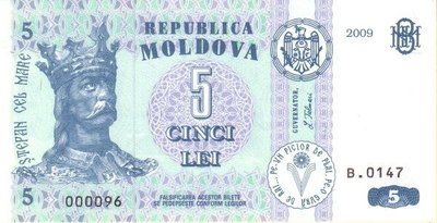 MOLDOVA P.9 - 5 Lei 2009 UNC