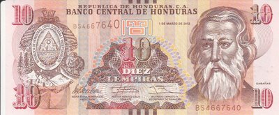 HONDURAS P.99 - 10 Lempiras 2012 UNC