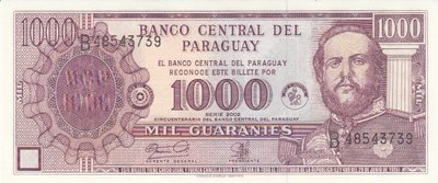 PARAGUAY P.221 - 1000 guaranies 2002 UNC