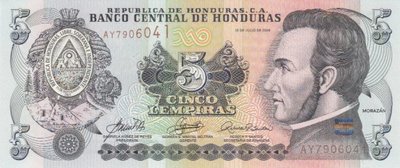 HONDURAS P.91a - 5 lempira 2006 UNC