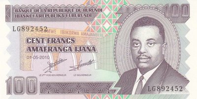 BURUNDI P.44a - 100 Francs 2010 UNC