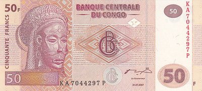 CONGO DEM. REPUBLIC P.97a - 50 Francs 2007 UNC