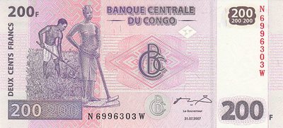 CONGO DEM. REPUBLIC P.99a - 200 Francs 2007 UNC