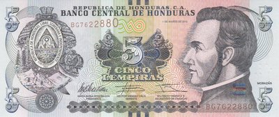 HONDURAS P.98 - 5 Lempiras 2012 UNC