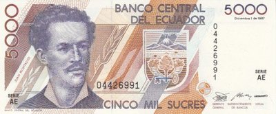 ECUADOR P.126a - 5000 Sucres 1987 UNC