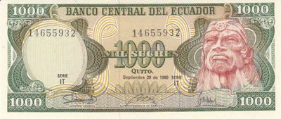 ECUADOR P.125a - 1000 Sucres 1986 UNC