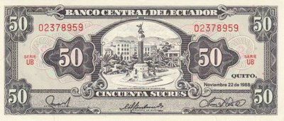 ECUADOR P.122a - 50 Sucres 1988 UNC