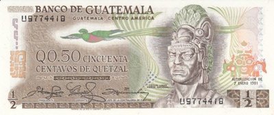 GUATEMALA P.56c - 1/2 Quetzal 1981 UNC