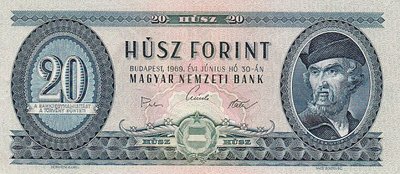 HUNGARY P.169e - 20 Forint 1969 XF