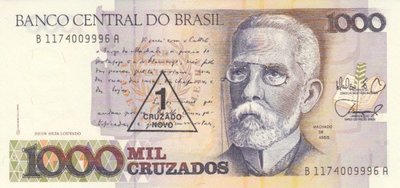 BRAZIL P.216b - 1 Cruzado Novo on 1000 Cruzados ND 1989 UNC