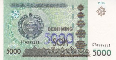 UZBEKISTAN P.83 - 5000 Sum 2013 UNC