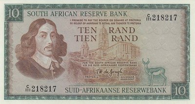 SOUTH AFRICA P.113b - 10 Rand ND 1967-76 UNC