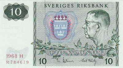 SWEDEN P.52b - 10 Kronor 1968 UNC