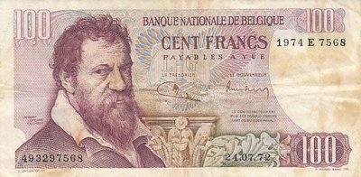 BELGIUM P.134b - 100 Francs 1972 Fine
