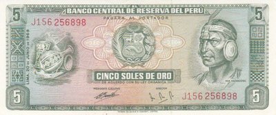 PERU P.99a - 5 soles de oro 1969 AU
