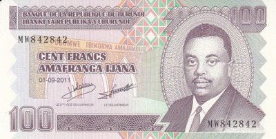 BURUNDI P.44b - 100 Francs 2011 UNC