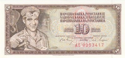 YUGOSLAVIA P.82c - 10 Dinar 1968 UNC